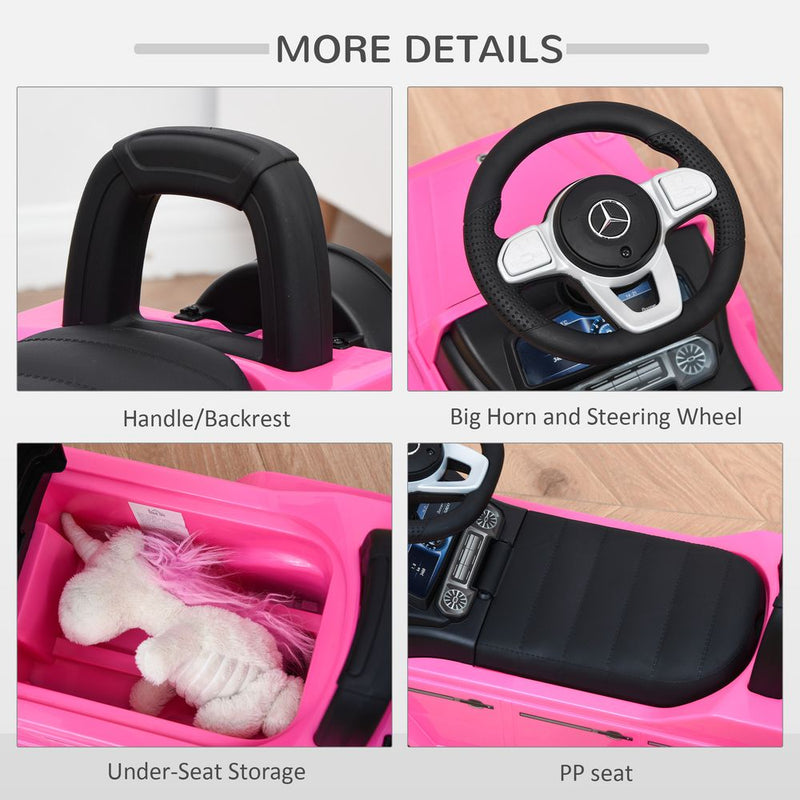 Benz G350 Kids Ride on Sliding Car With Under Seat Storage - Pink