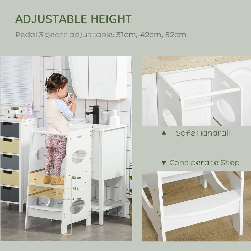 Kids Step Stool Toddler Kitchen Stool With Adjustable Standing Platform