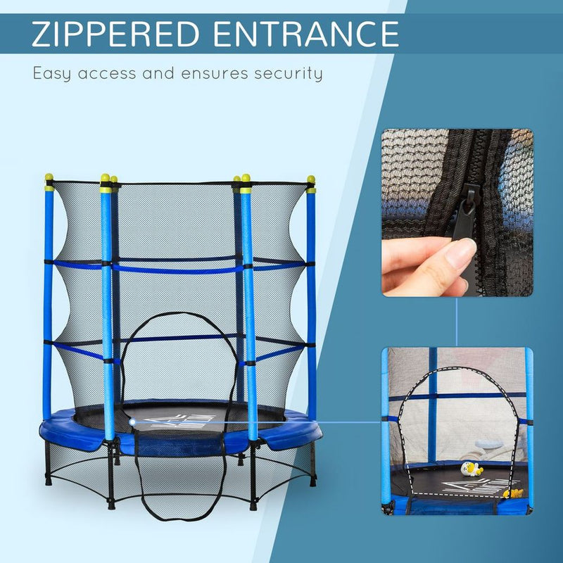 5.2FT Kids Trampoline with Safety Enclosure, Indoor Outdoor - Blue