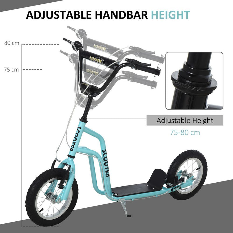75-80cm Kids Kick Scooter Adjustable Handlebar Inflatable Wheels Blue