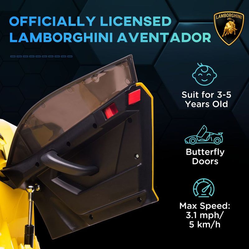 Lamborghini Aventador Licensed 12V Kids Electric Ride On Car - Yellow