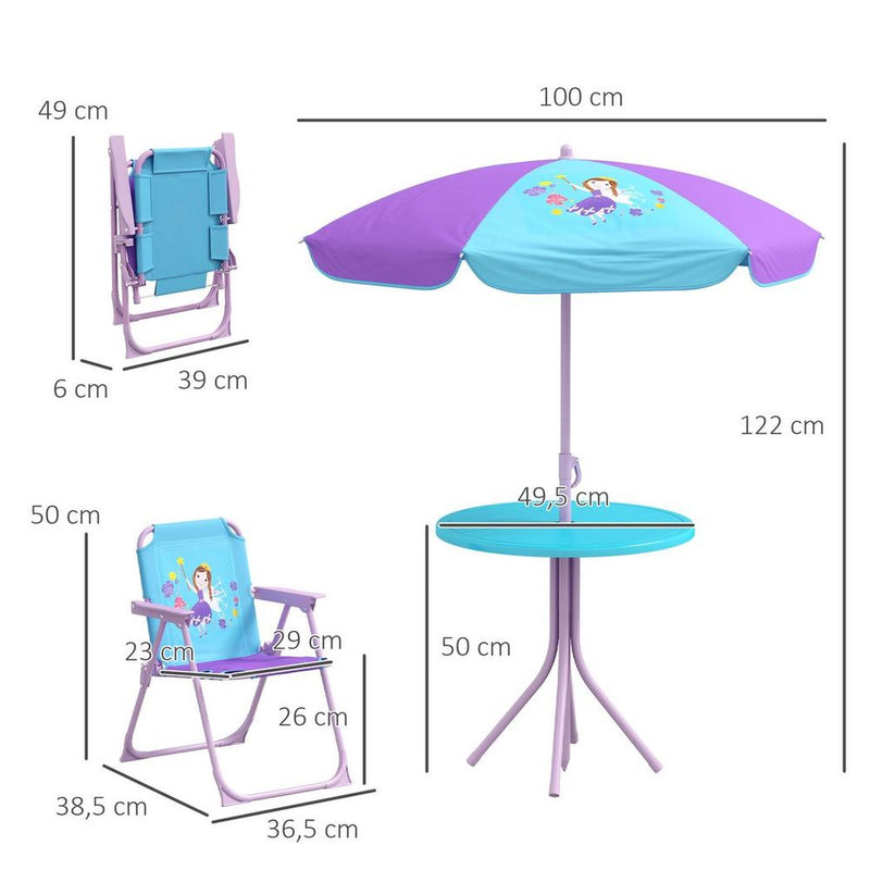 Kids Bistro Table and Chair Set with Fairy Theme