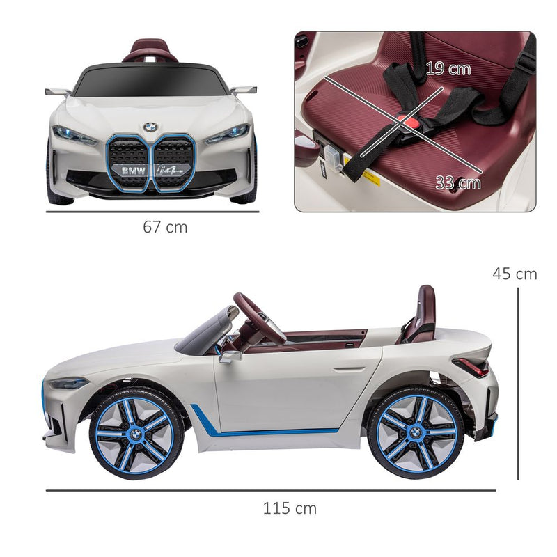 BMW Licensed Kids Electric Ride-On Car with Remote Control, Music & Lights - White