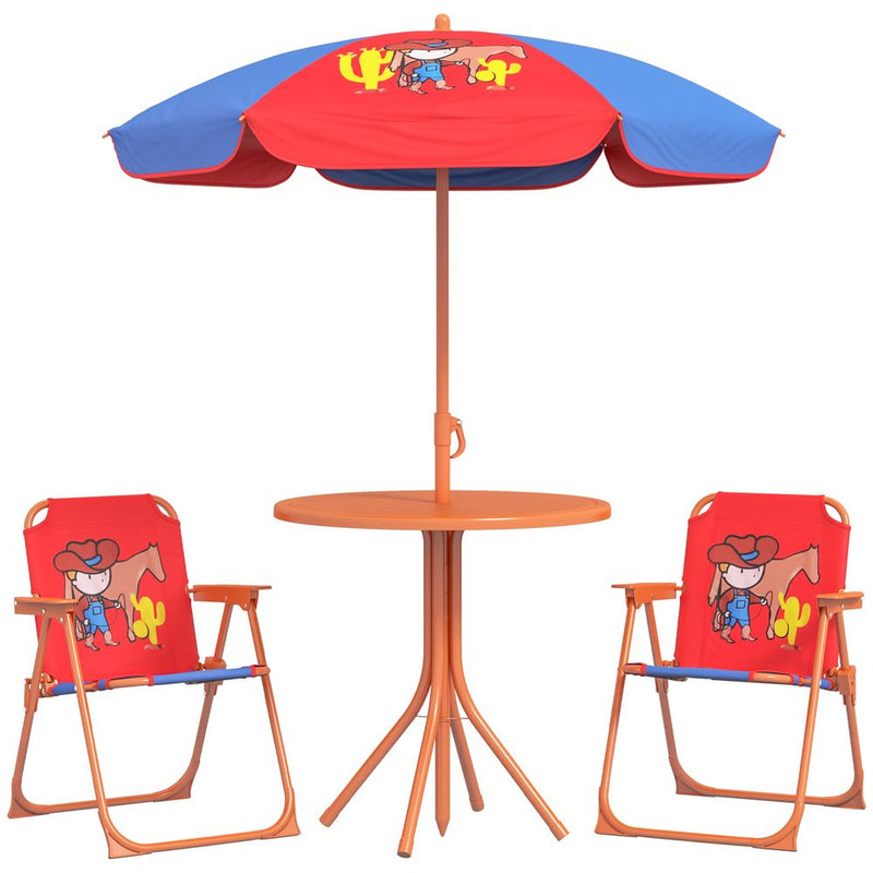 Kids Bistro Table and Chair Set with Cowboy Theme