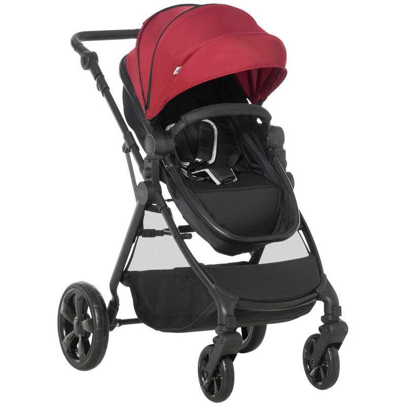 Foldable Baby Pushchair With Fully Reclining Backrest From Birth to 3 Years - Red