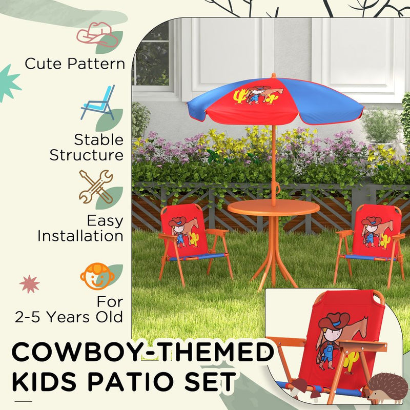 Kids Bistro Table and Chair Set with Cowboy Theme