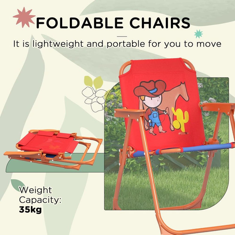 Kids Bistro Table and Chair Set with Cowboy Theme