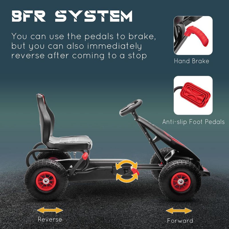 Durable Racing Pedal Go Kart with Adjustable Seat & Handbrake