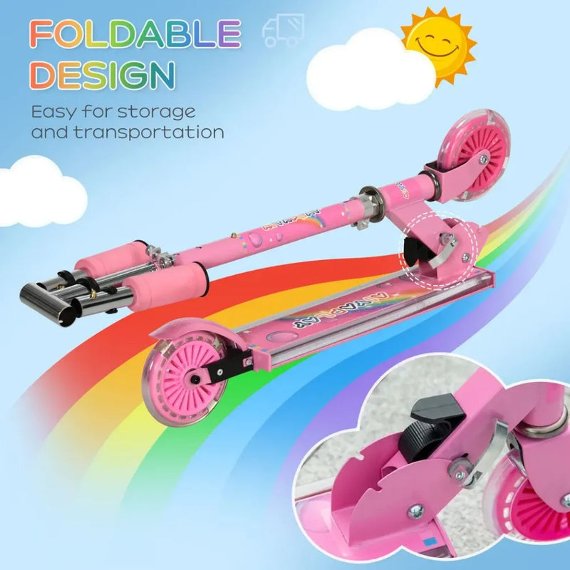 Kids Scooter with Lights, Music & Adjustable Height - Foldable Frame