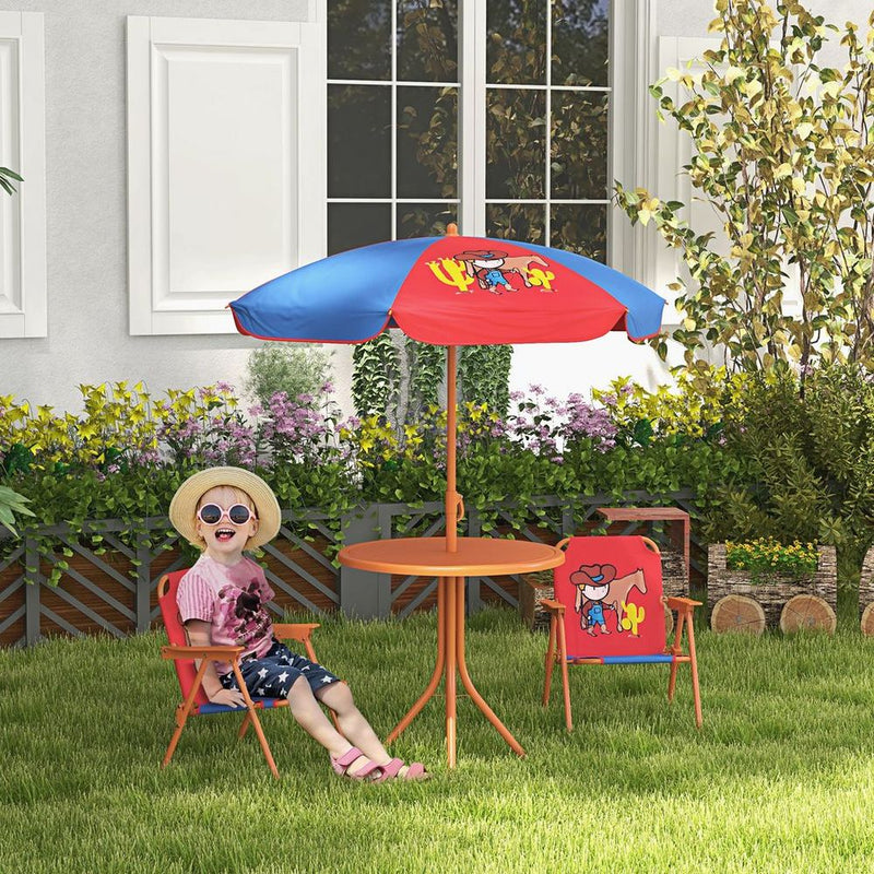Kids Bistro Table and Chair Set with Cowboy Theme