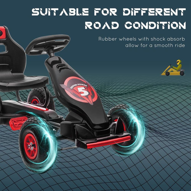Durable Racing Pedal Go Kart with Adjustable Seat & Handbrake