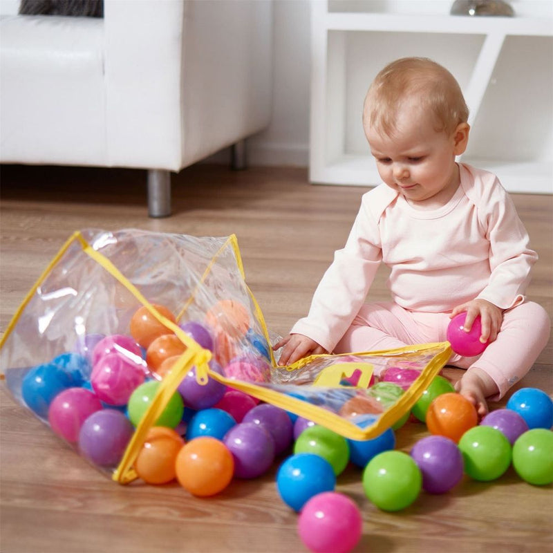 200 Soft Plastic Play Pit Balls with Carry Bag Swimming Pool Trampoline Play
