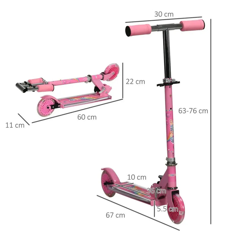 Kids Scooter with Lights, Music & Adjustable Height - Foldable Frame