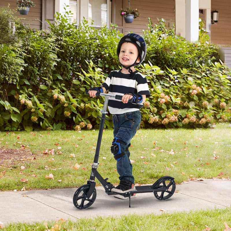 Kids Scooter Foldable Adjustable Height Rear Fender Brake - Black - Ages 7-14