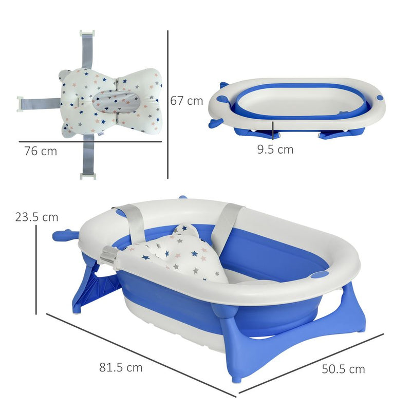 Foldable Baby Bathtub Set with Thermostatic Water Plug & Non-Slip Legs