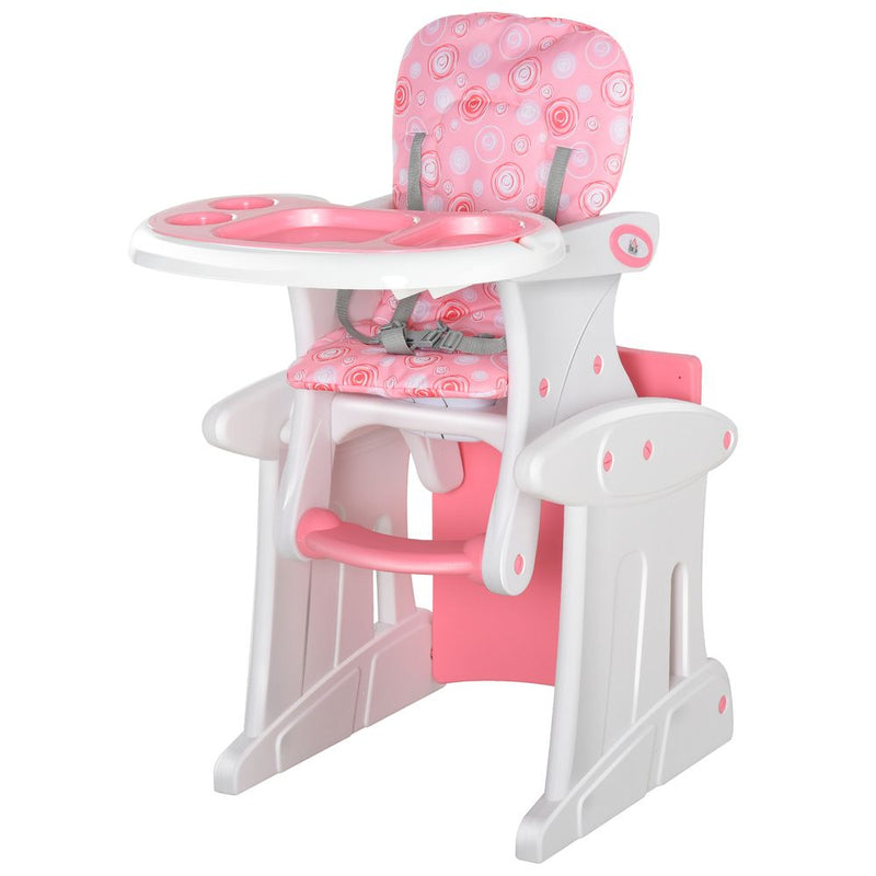 3-in-1 Convertible Baby High Chair Booster Seat With Removable Tray Pink
