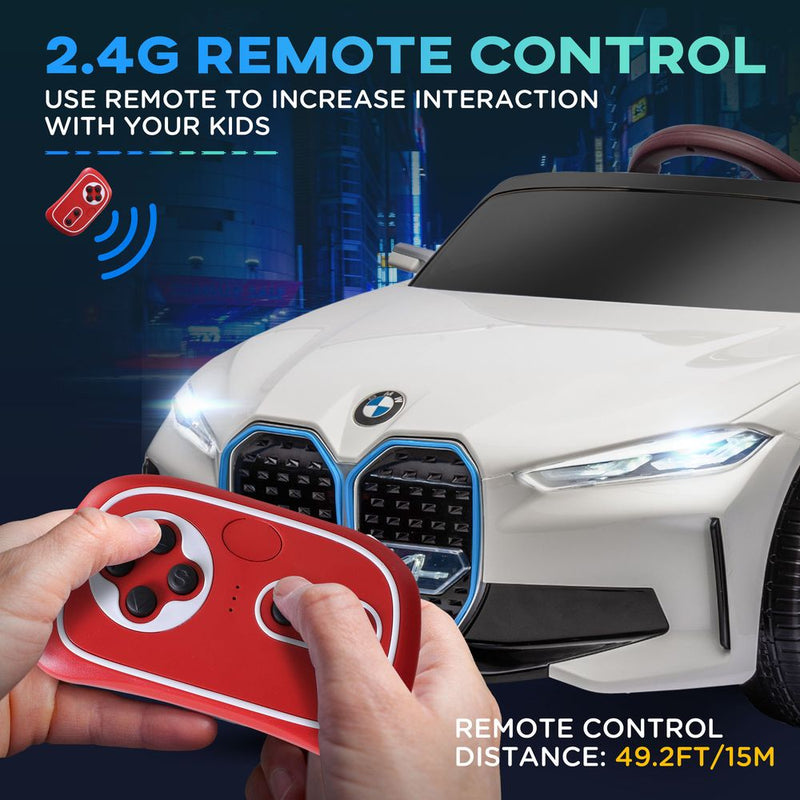BMW Licensed Kids Electric Ride-On Car with Remote Control, Music & Lights - White