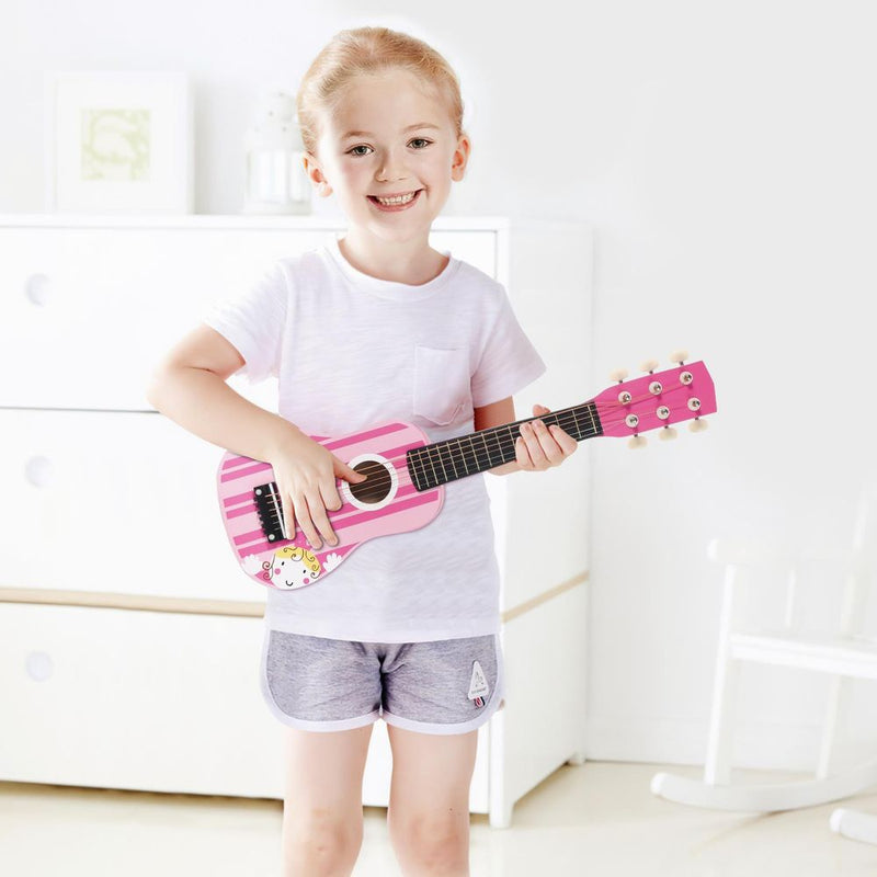 Wooden Pink Stripe Striped Pink Princess Guitar Children Girls Instrument
