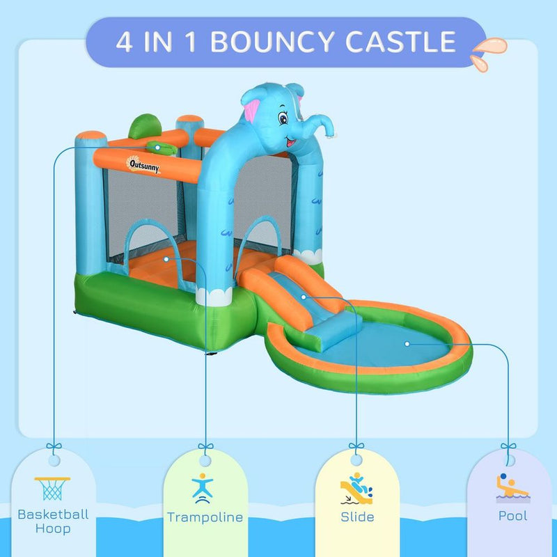 4 in 1 Inflatable Elephant-Themed Water Park