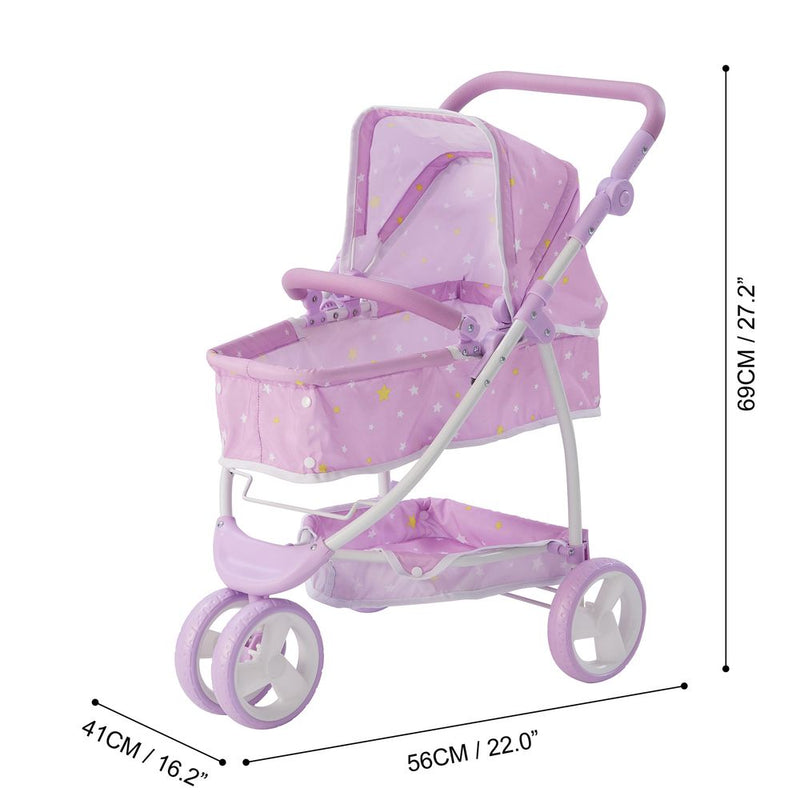 2 in 1 Baby Doll Stroller Pram Foldable Purple OL-00010