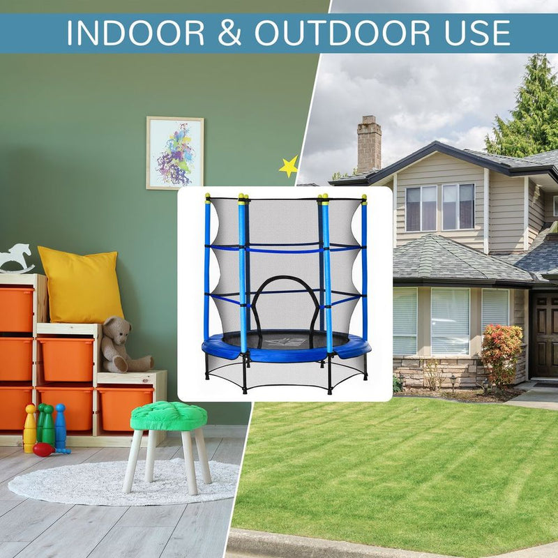 5.2FT Kids Trampoline with Safety Enclosure, Indoor Outdoor - Blue