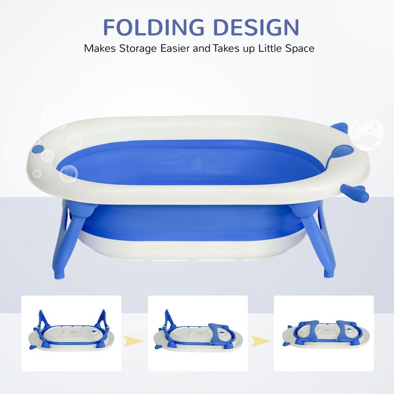 Foldable Baby Bathtub Set with Thermostatic Water Plug & Non-Slip Legs